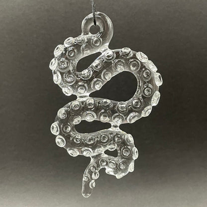 Artisan glass 3 clear tentacle ornaments - detailed craftsmanship