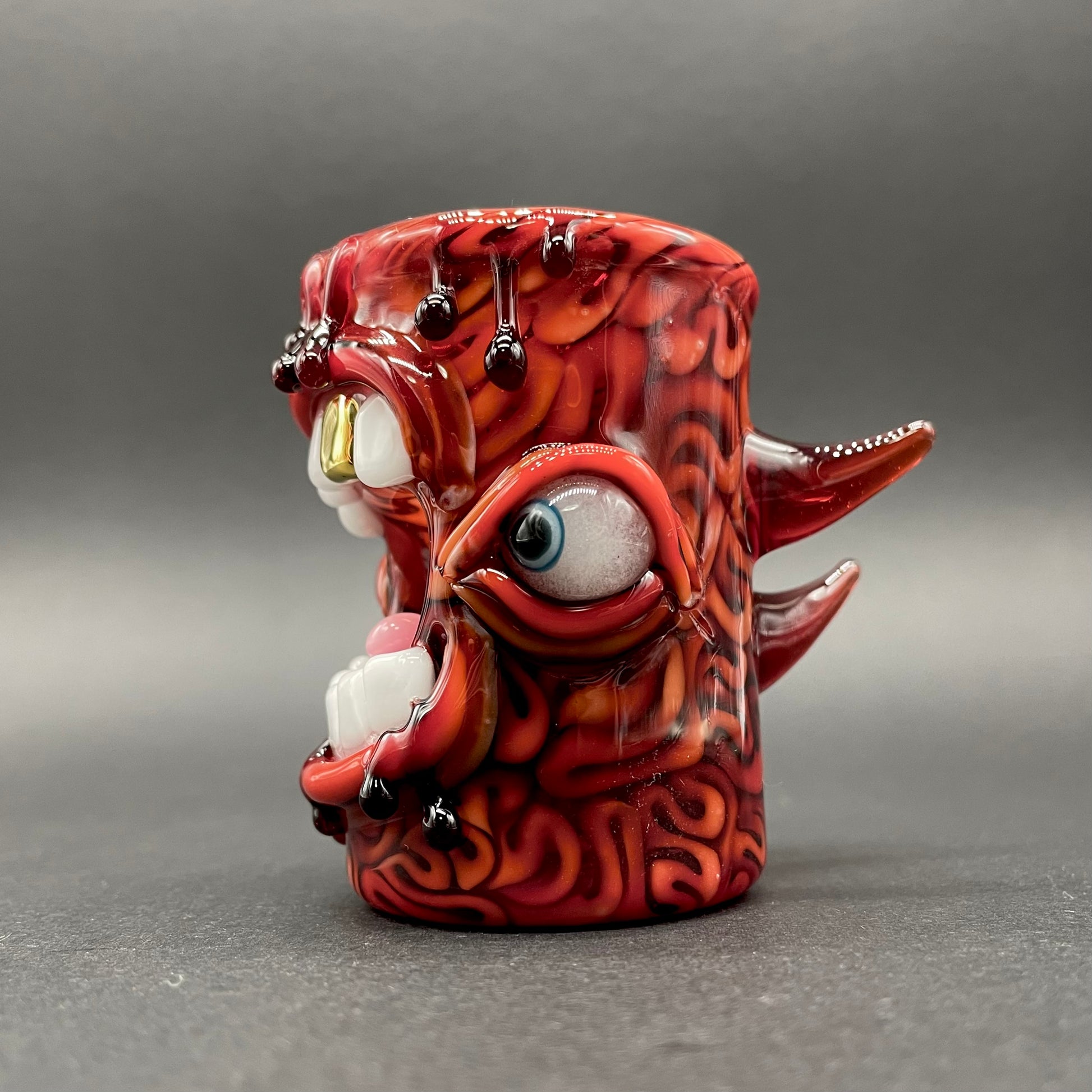 Hand-blown glass mind scrambler shot glass by Leviathan Glass