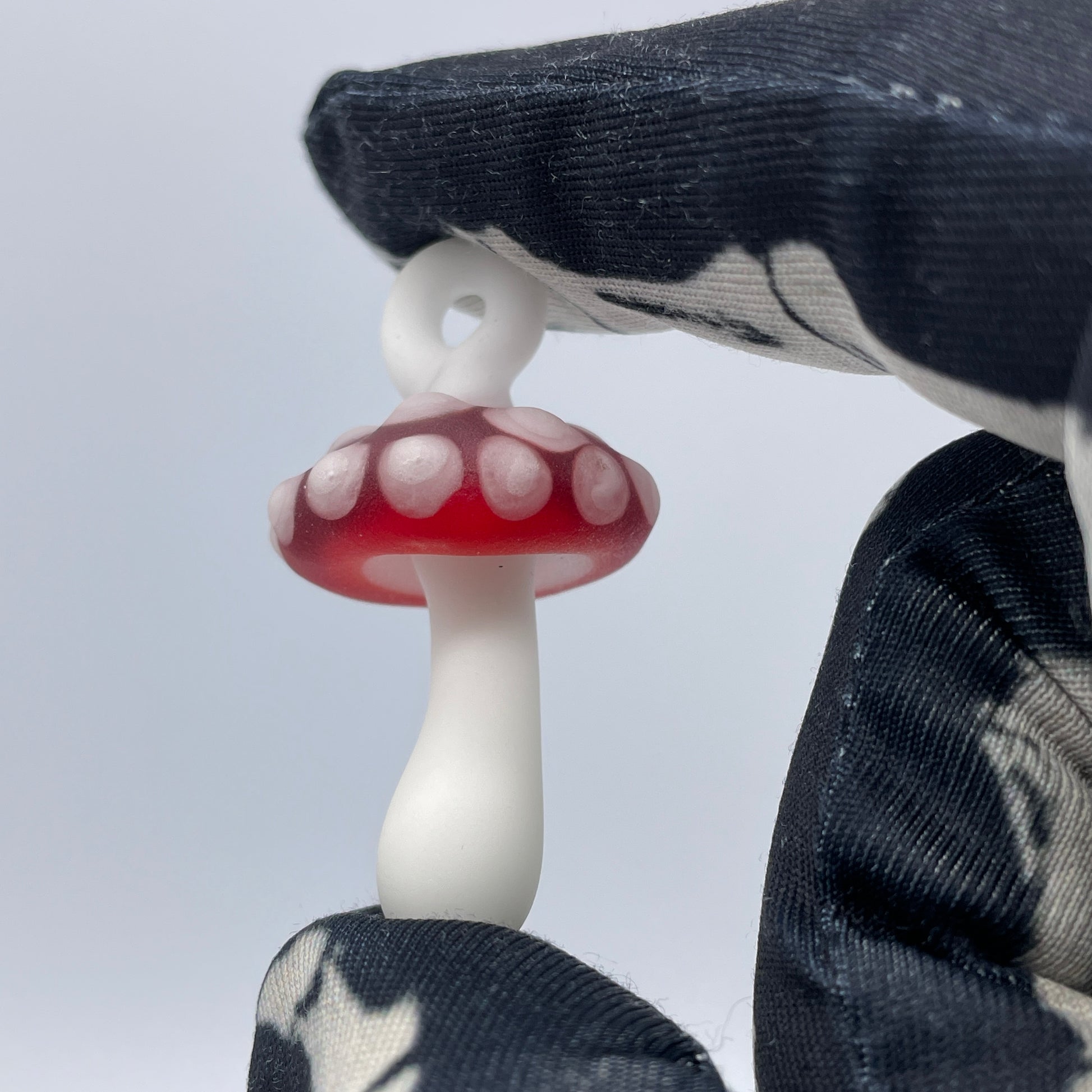 Hand-blown Red mushroom pendant - Leviathan Glass original