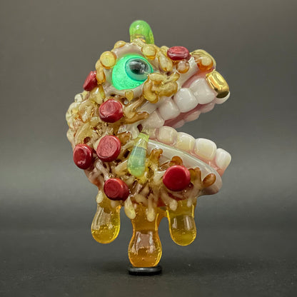 Hand-blown Pizza fiend pendant - Leviathan Glass original