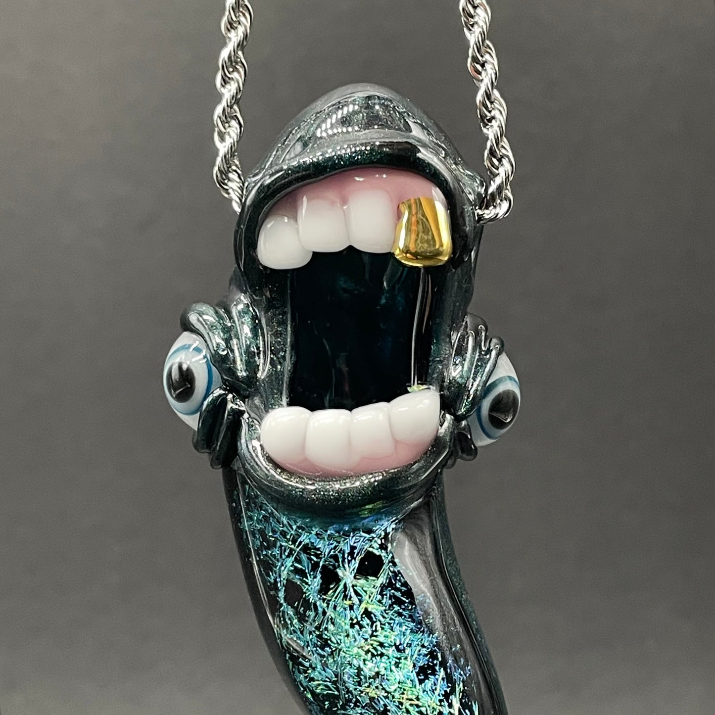 Artisan glass Dichroic tentacle pendant - detailed craftsmanship