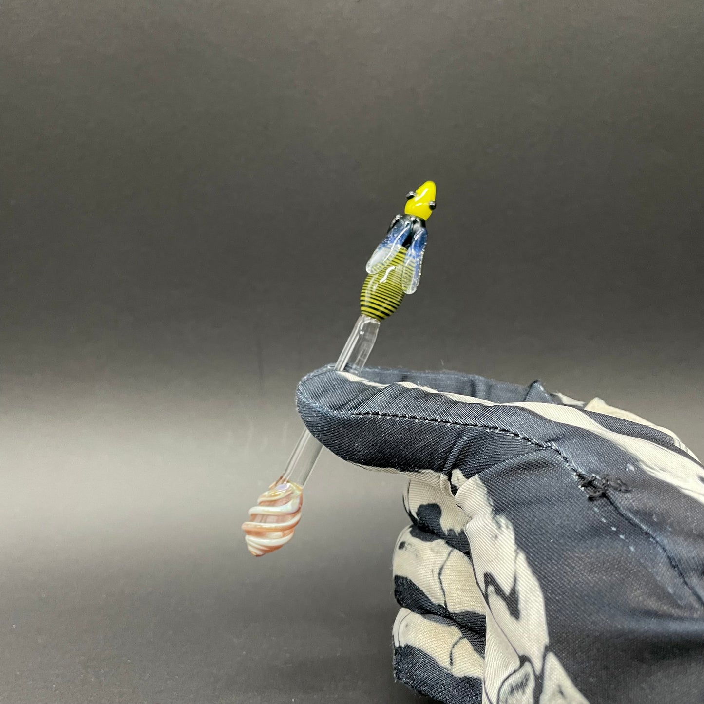 Hand-blown glass Small glass Bee Honey Dipper by Leviathan Glass