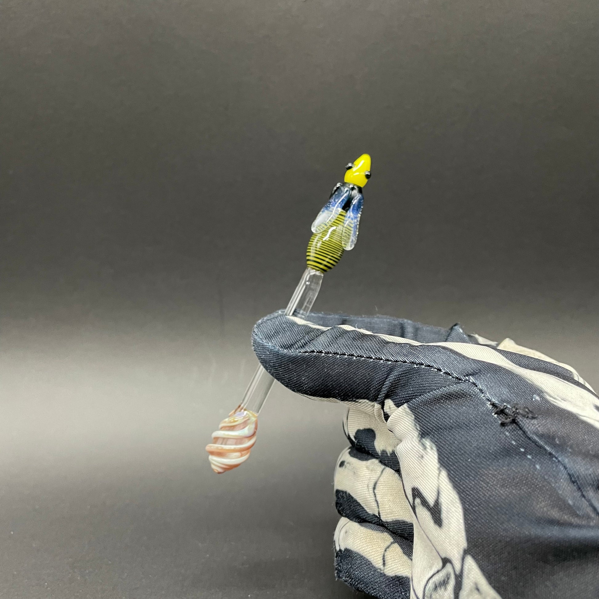 Hand-blown glass Small glass Bee Honey Dipper by Leviathan Glass