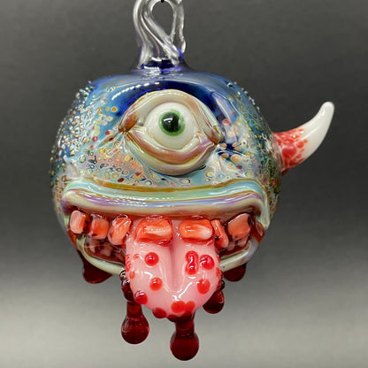 Close-up of Bloody Mary ornament - handcrafted glass