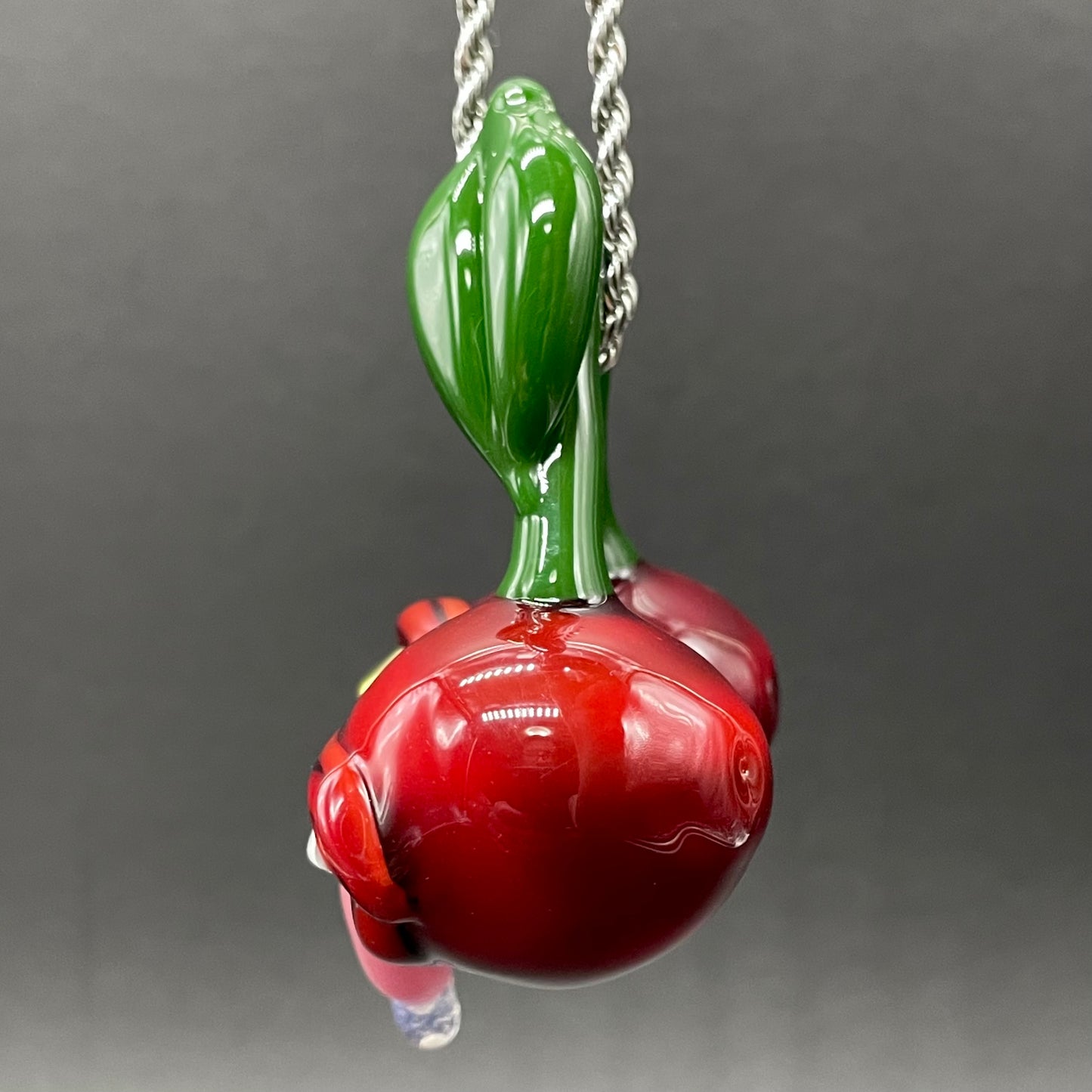 Hand-blown Cherry lover pendant - Leviathan Glass original