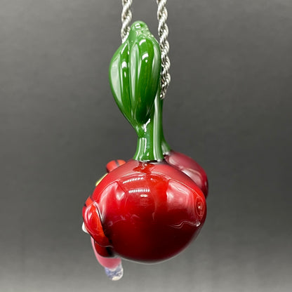 Hand-blown Cherry lover pendant - Leviathan Glass original