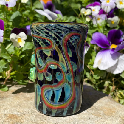 Leviathan Glass Rainbow cyclops plant pot with drainage holes - hand-blown art