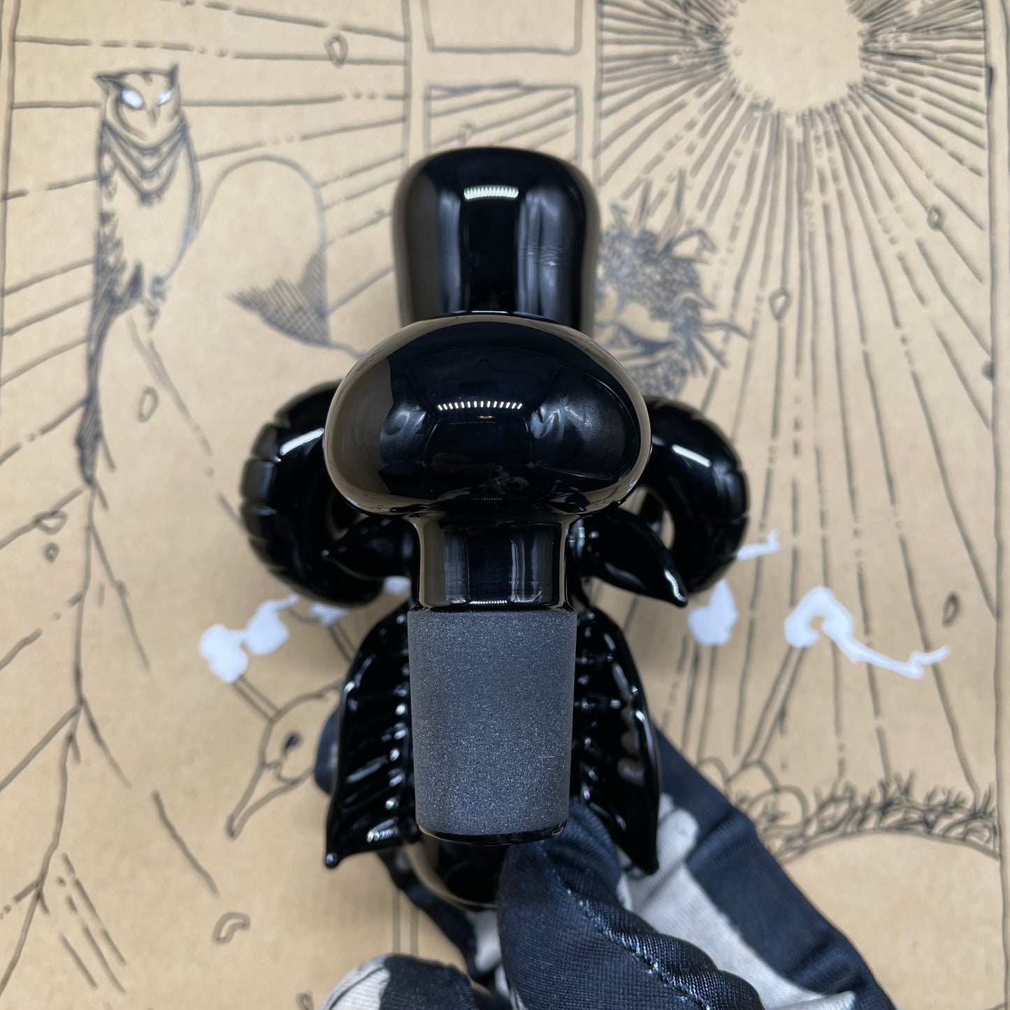Hand-blown 18mm black Philip dry catch - Leviathan Glass original