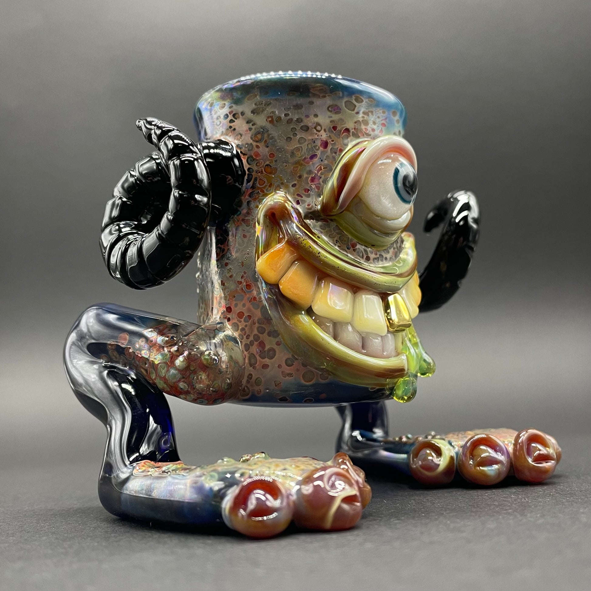 Close-up of The Bearer of cups - handcrafted glass