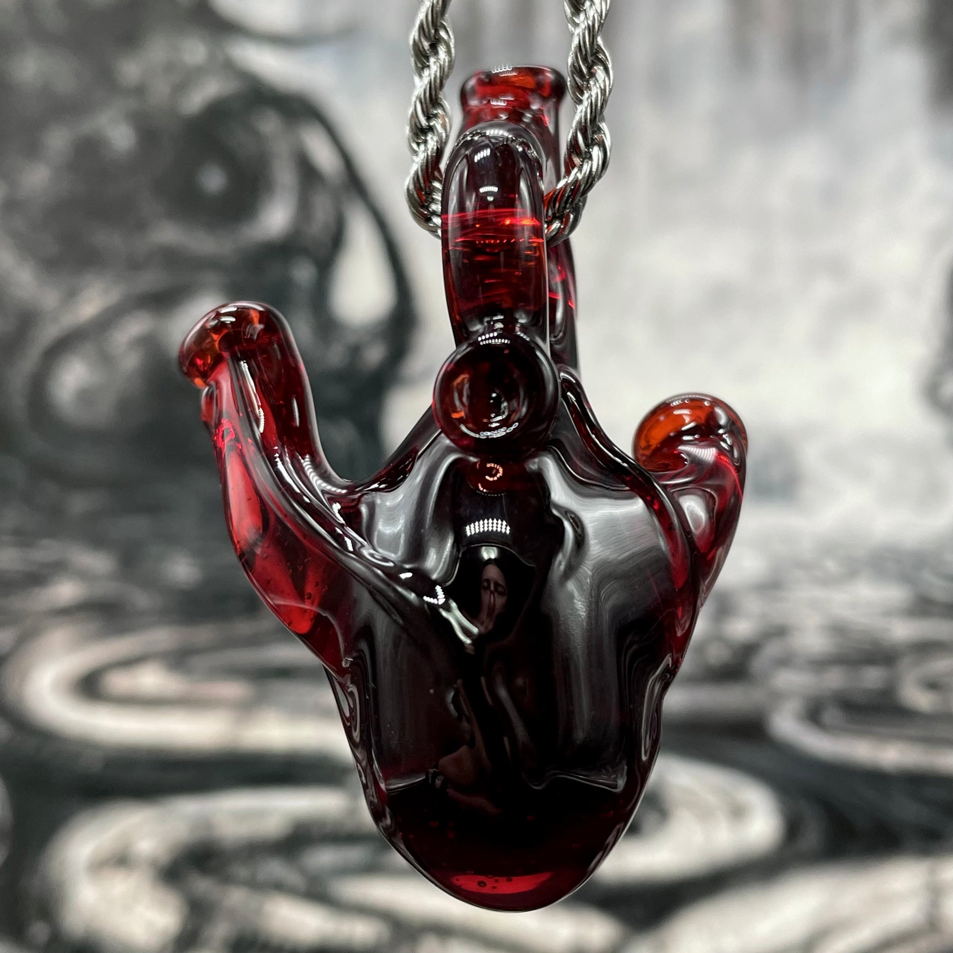 Premium Anatomical cyclops heart pendant - collectible glass art