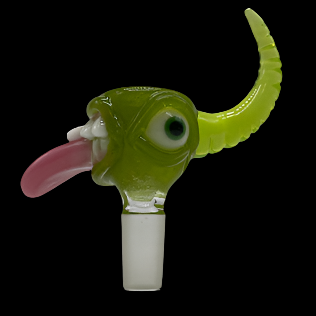 Hand-blown glass Lime Drop 14mm Slide by Leviathan Glass