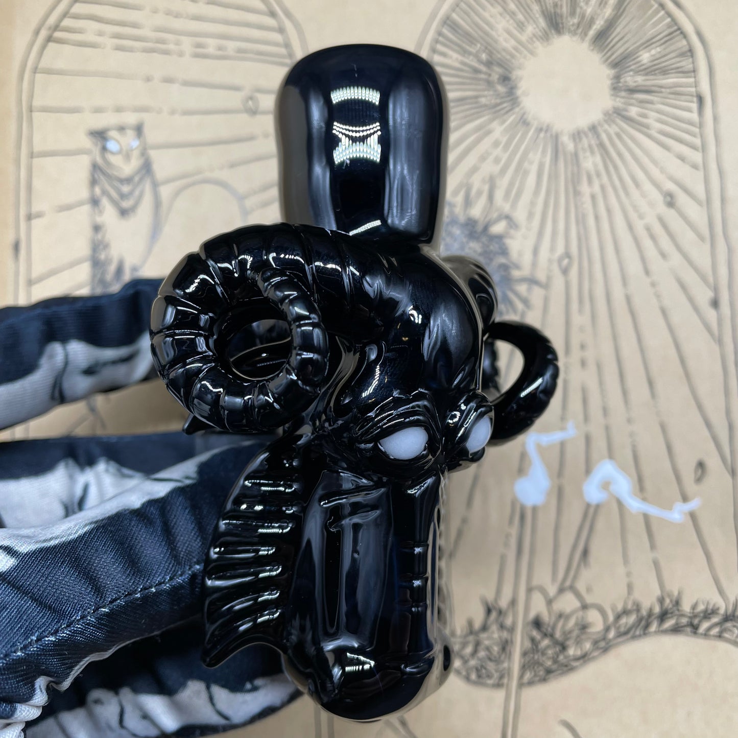 18mm black Philip dry catch by Leviathan Glass - artisan detail