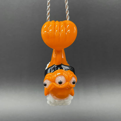 Mutant three eyed fish sushi glass pendant