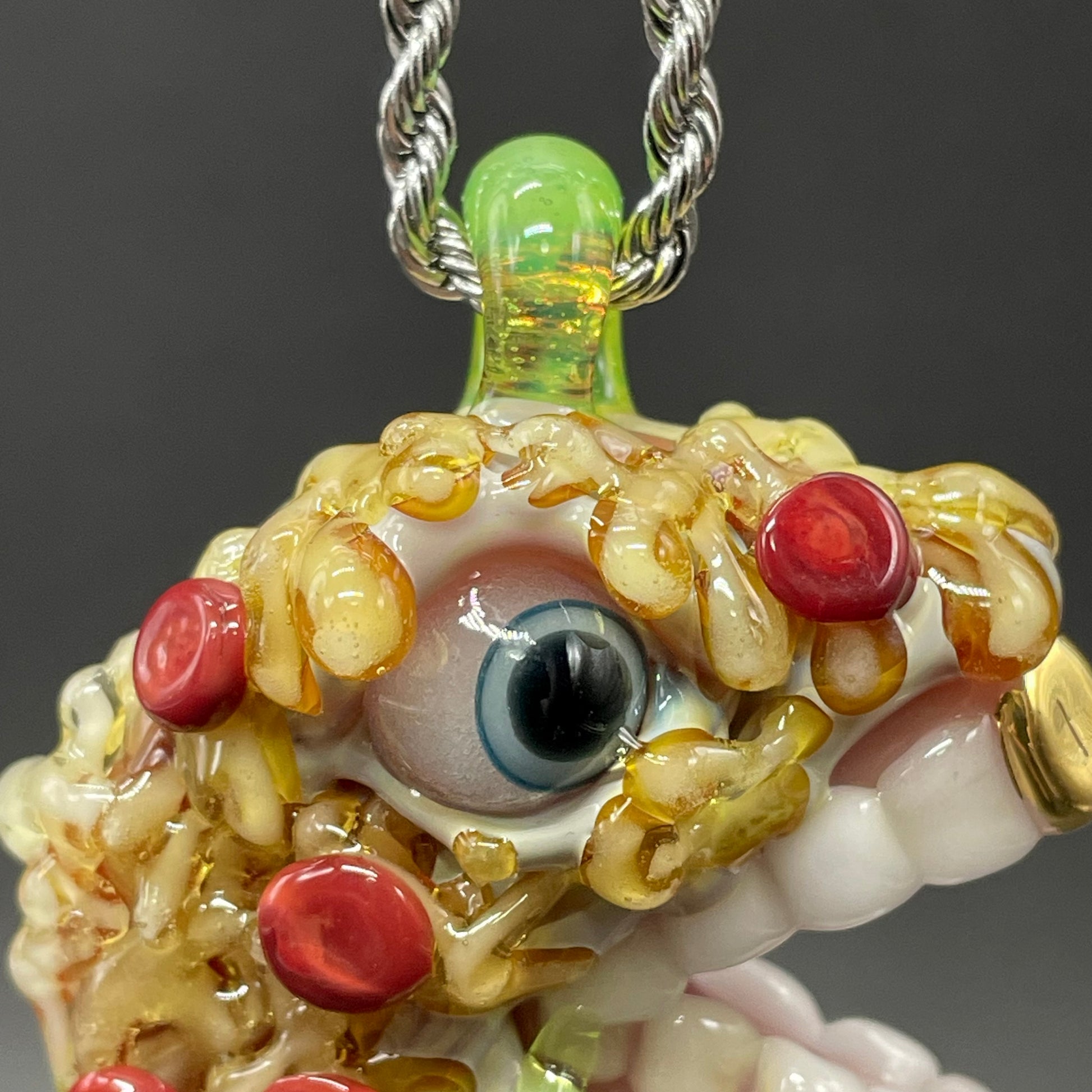 Hand-blown Pizza fiend pendant - Leviathan Glass original