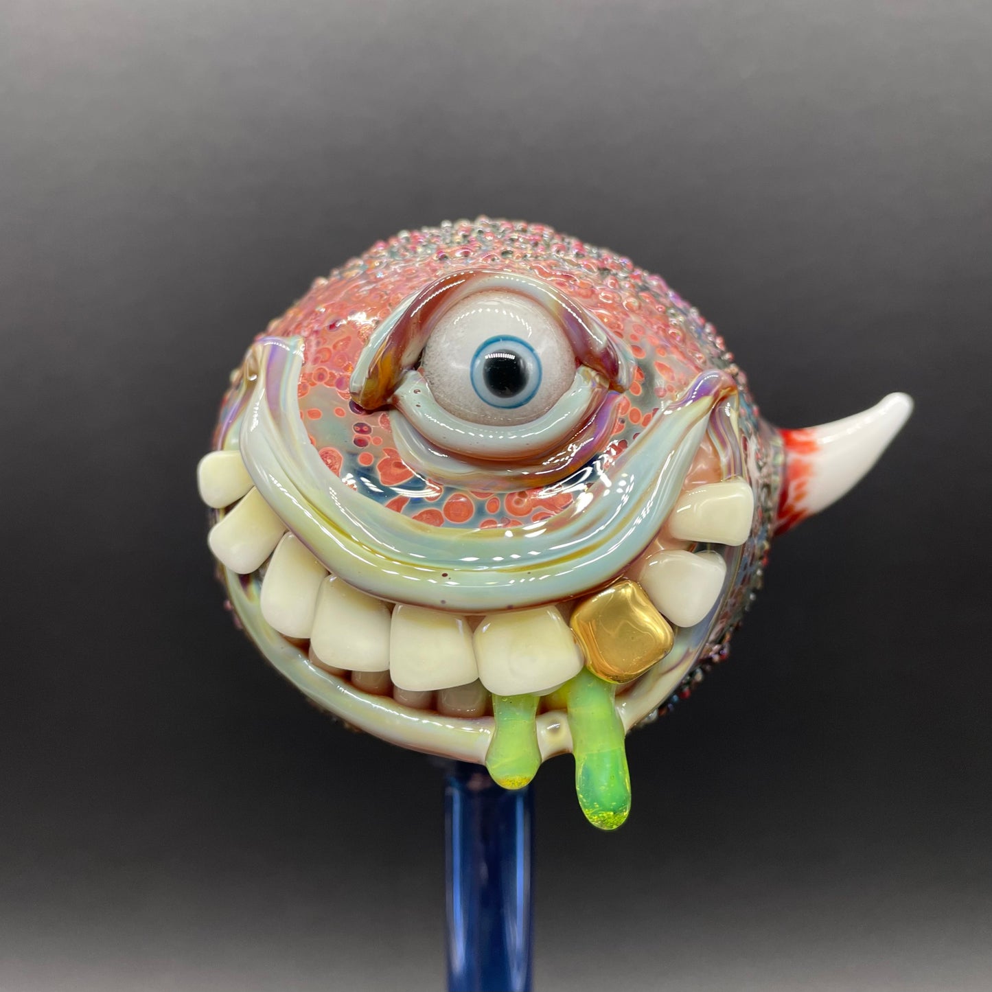 Hand blown glass monster watering globe