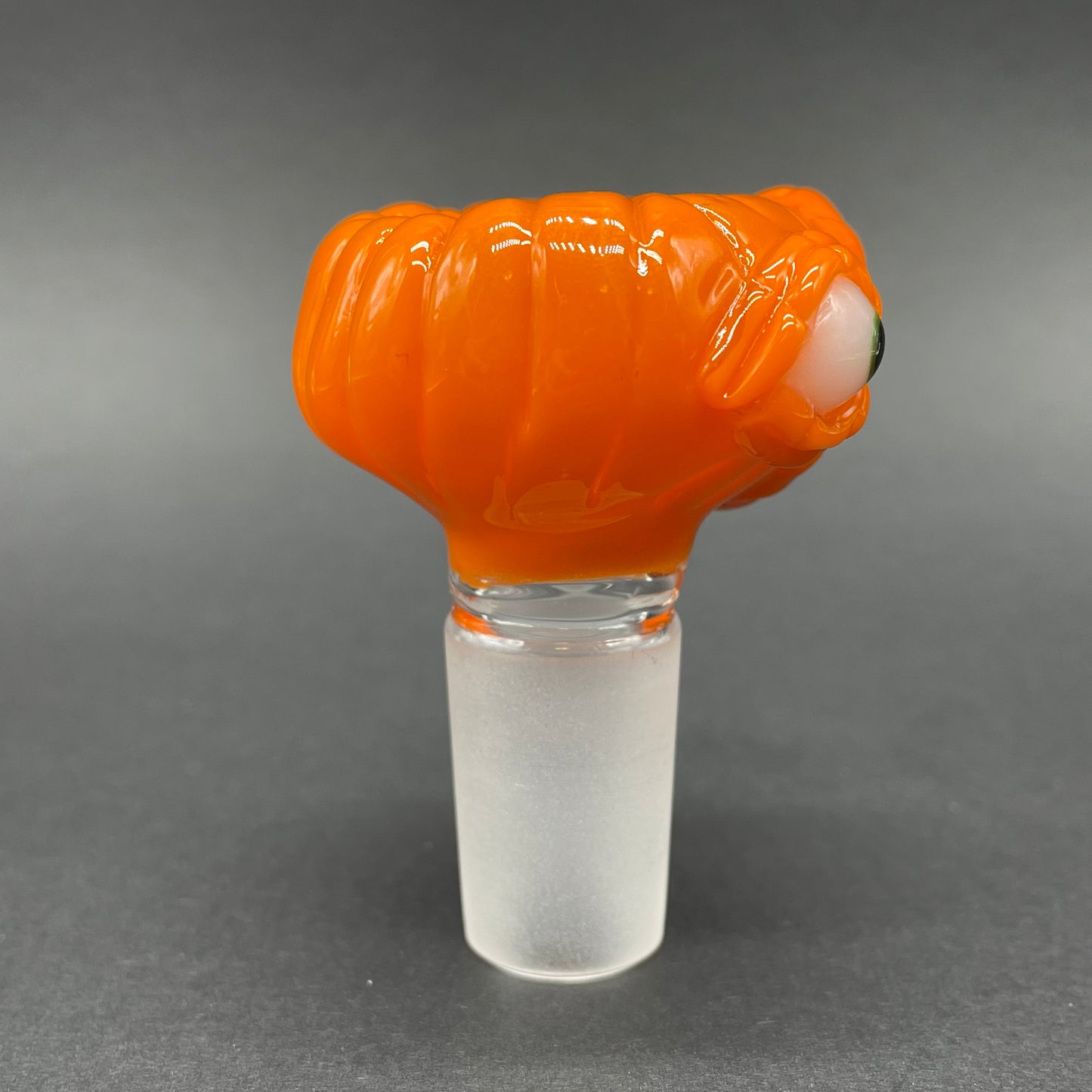 Artisan glass 18mm Screaming pumpkin slide - detailed craftsmanship