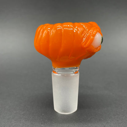 Artisan glass 18mm Screaming pumpkin slide - detailed craftsmanship
