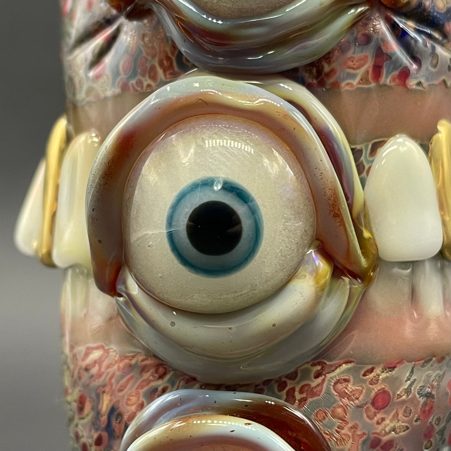 Artisan glass Too many teeth shot glass - detailed craftsmanship