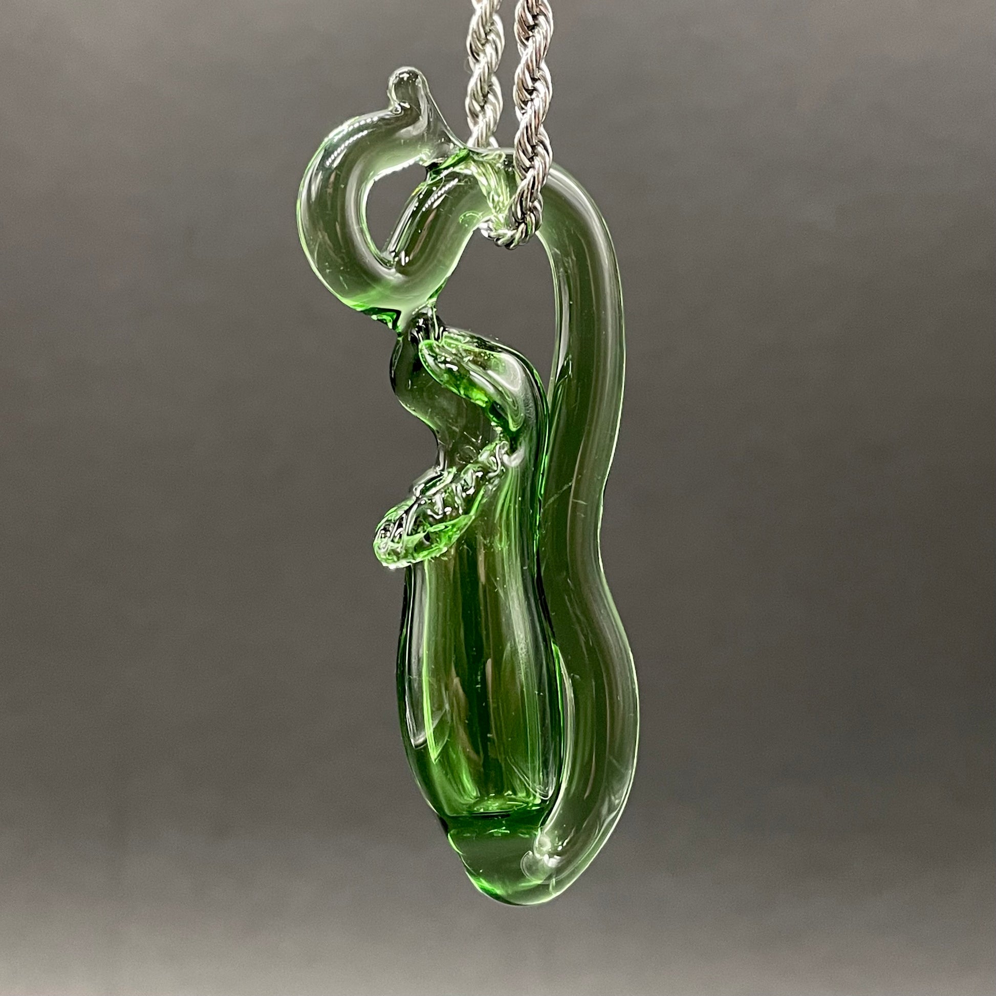 Pitcher plant pendant detail view - premium glass art