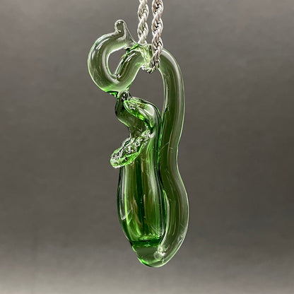 Pitcher plant pendant detail view - premium glass art