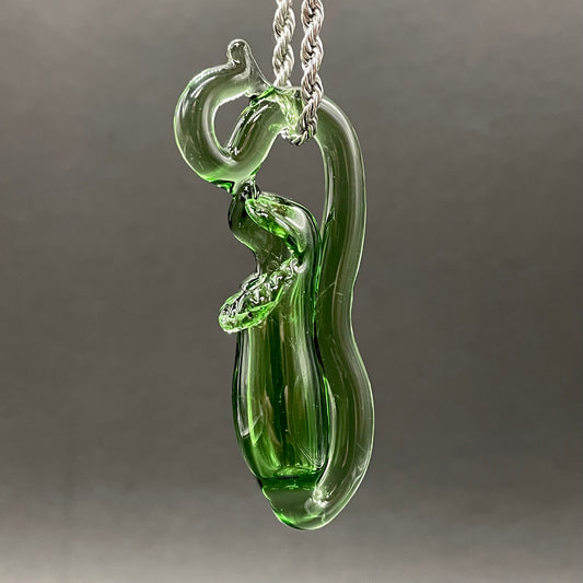 Pitcher plant pendant detail view - premium glass art