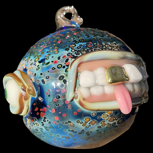 Hand-blown glass Sneaky eye cyclops ornament by Leviathan Glass