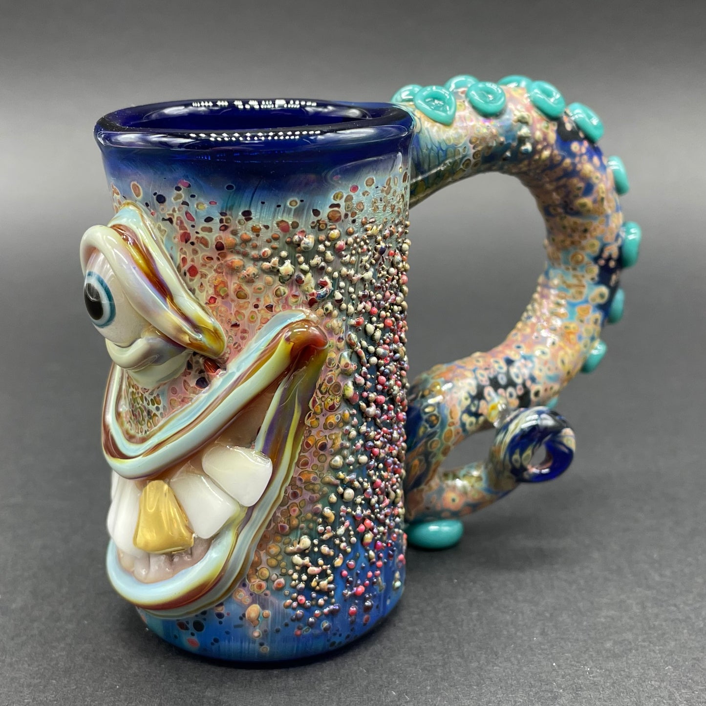 Tentacle espresso cup detail view - premium glass art