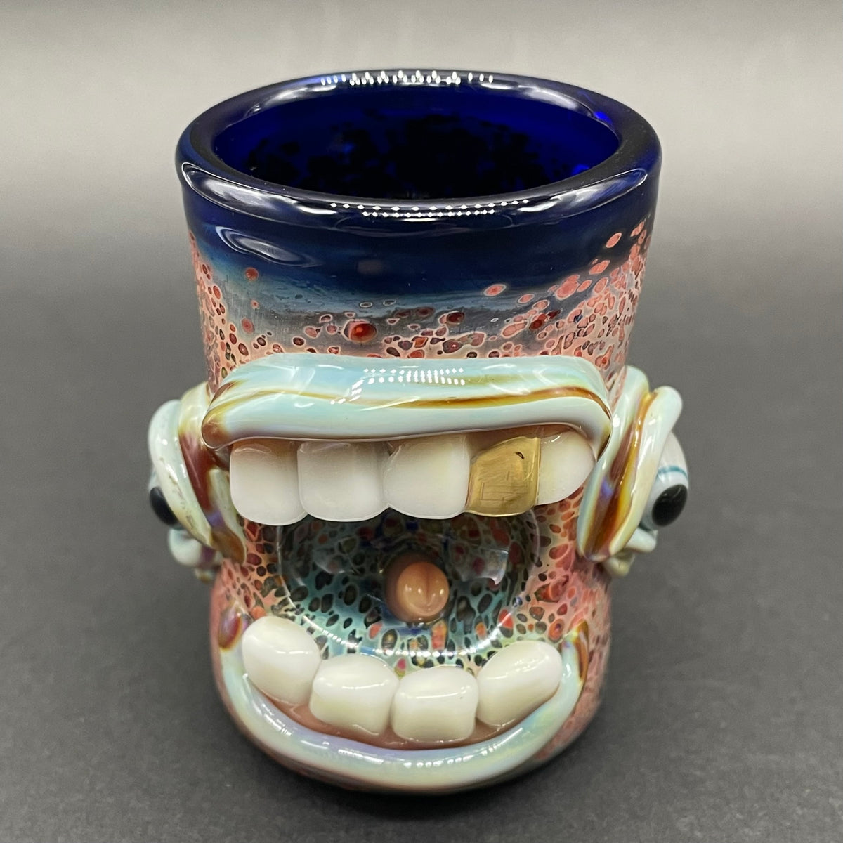 Hand-blown glass Screaming shot glass by Leviathan Glass