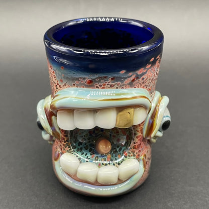 Hand-blown glass Screaming shot glass by Leviathan Glass