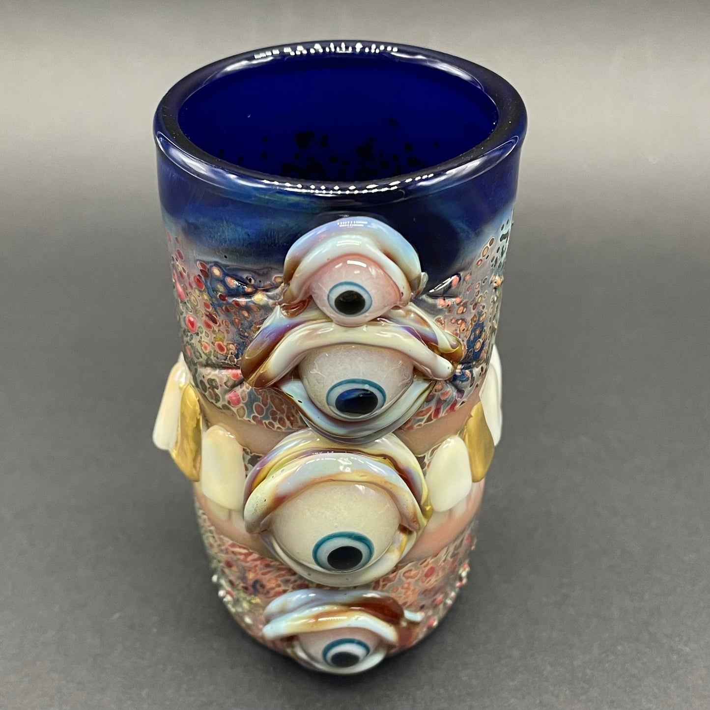 Hand-blown Too many teeth shot glass - Leviathan Glass original