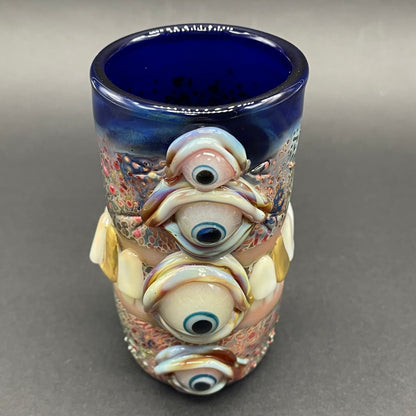 Hand-blown Too many teeth shot glass - Leviathan Glass original