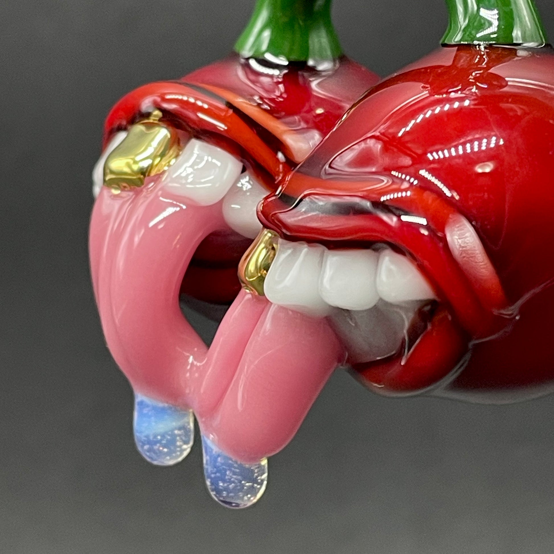Cherry lover pendant by Leviathan Glass - artisan detail