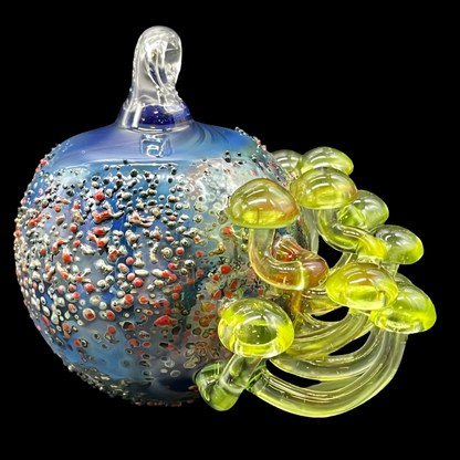 Hand-blown glass Green mushroom cluster ornament by Leviathan Glass