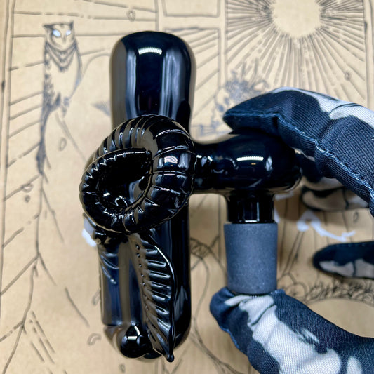 18mm black Philip dry catch detail view - premium glass art