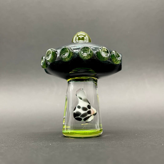 Hand-blown glass Alien abduction pendant (cow) by Leviathan Glass