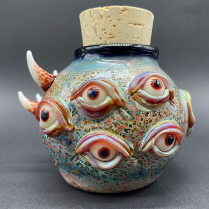 Large bizarre glass cork jar craftsmanship - artisan glass work