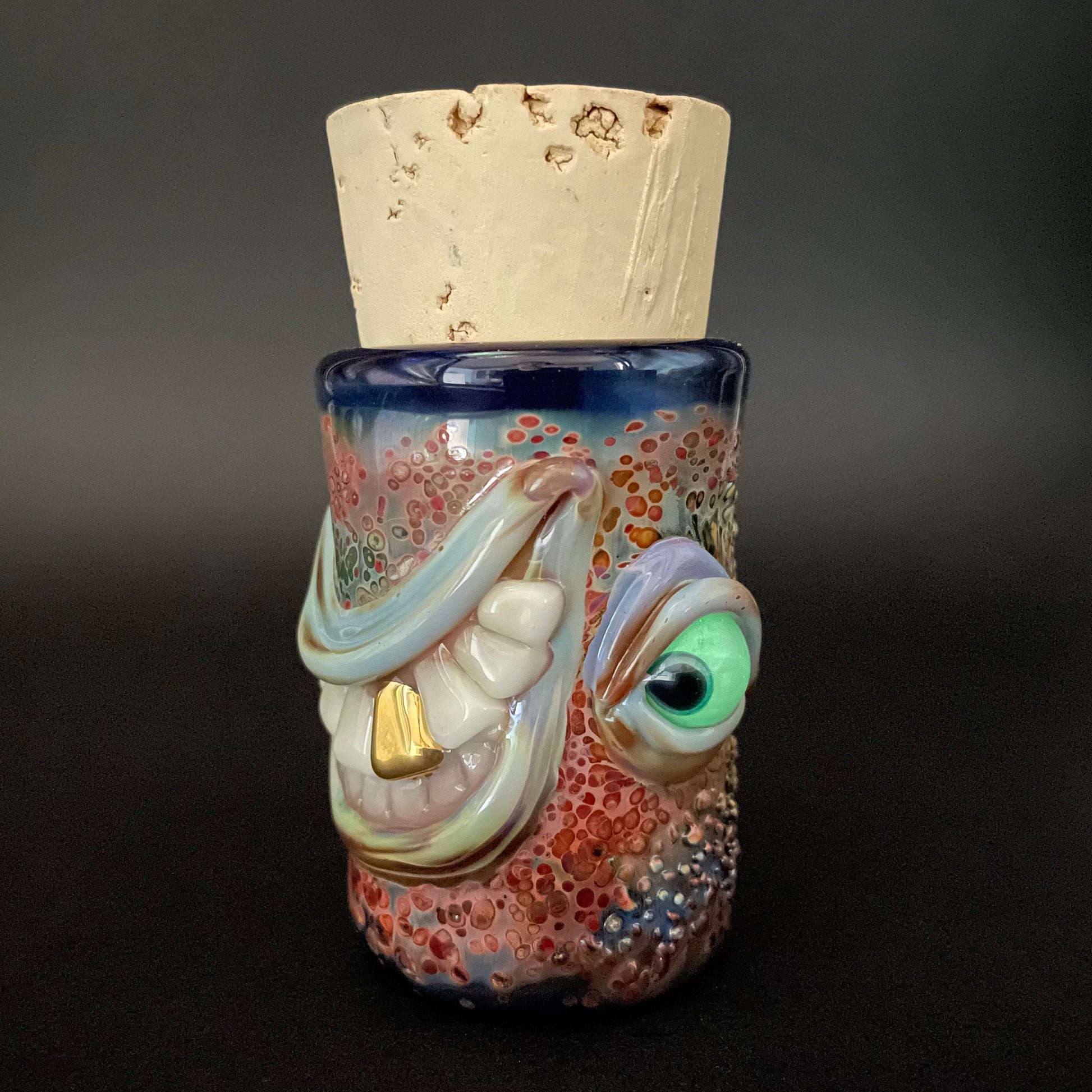 Leviathan Glass Side eye Cyclops Cork Jar - hand-blown art