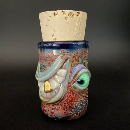 Leviathan Glass Side eye Cyclops Cork Jar - hand-blown art