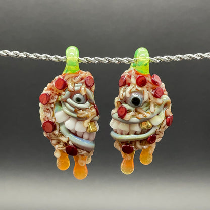 Two halves of one pizza friendship necklace