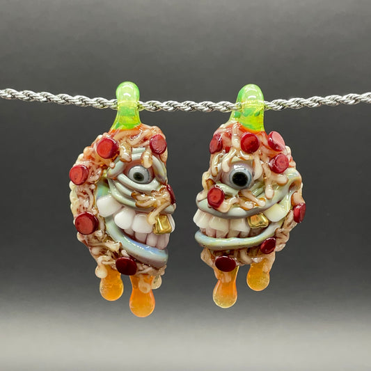 Two halves of one pizza friendship necklace