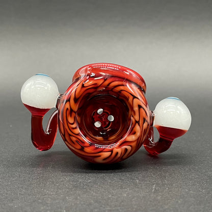 Artisan glass 14mm 3 Hole Brain Slide - detailed craftsmanship