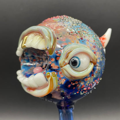 Hand blown glass monster watering globe
