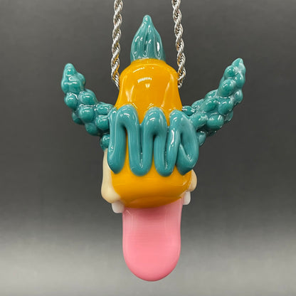 Krusty the clown glass pendant with opal tab