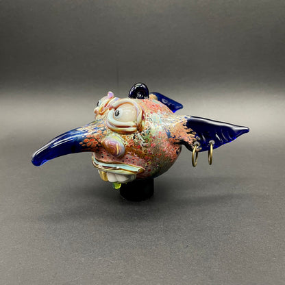 Hand-blown glass Goblin glass ornament by Leviathan Glass