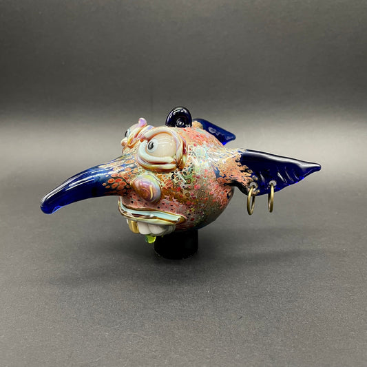Hand-blown glass Goblin glass ornament by Leviathan Glass