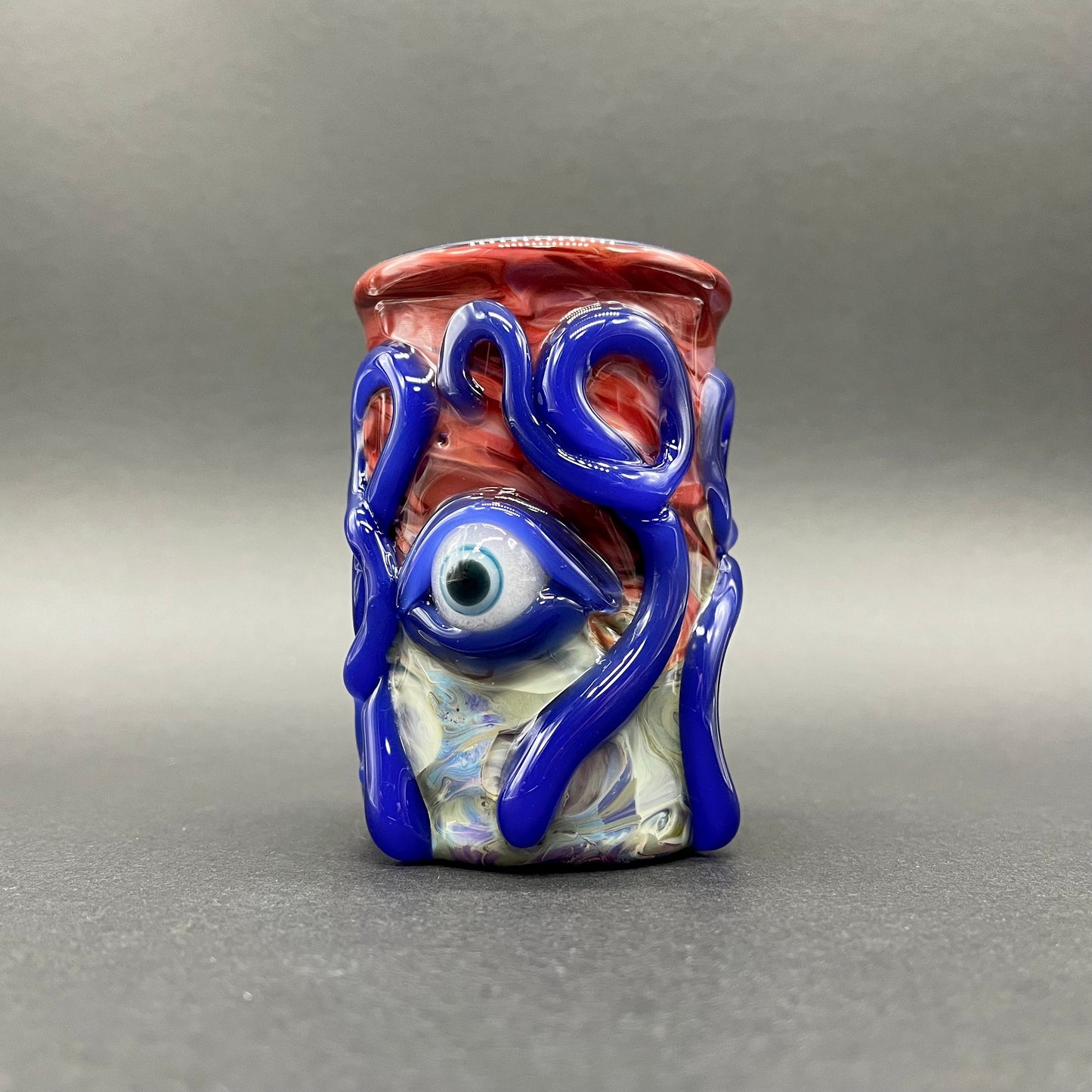 Hand-blown glass kraken glass cup by Leviathan Glass