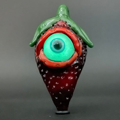Hand-blown Cyclops strawberry pendant - Leviathan Glass original