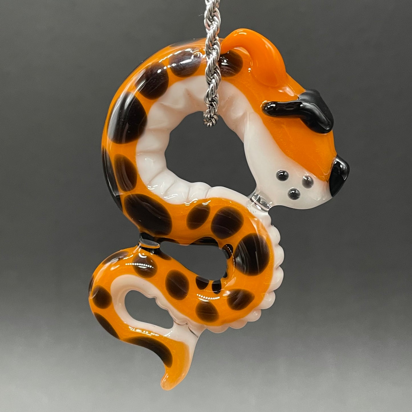 Slithering Chester Cheetah glass pendant