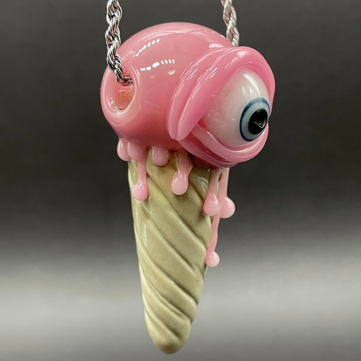 Leviathan Glass Eye scream cone pendant - hand-blown art