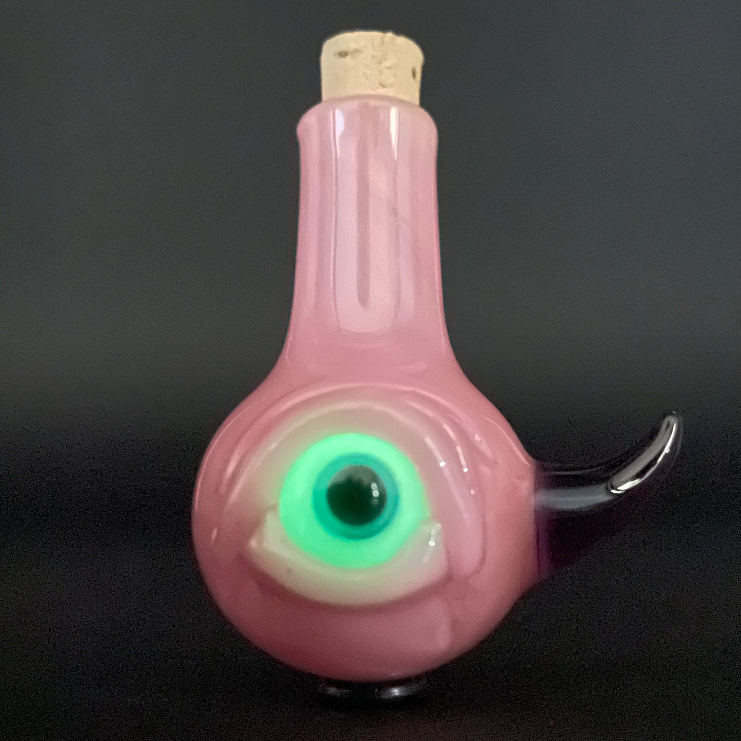 Pink cyclops potion bottle glass art - premium handcrafted piece
